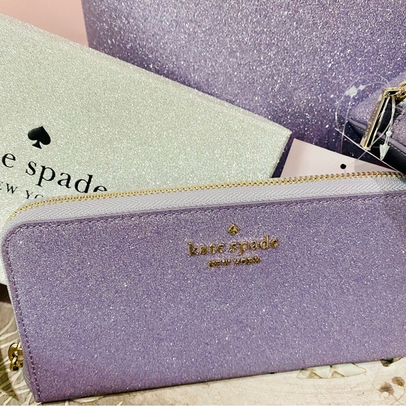 KATE SPADE TINSEL GLITTER TOTE WALLET AND COSMETIC BAG SET ONLY ONE LEFT! NWT - Picture 4 of 11